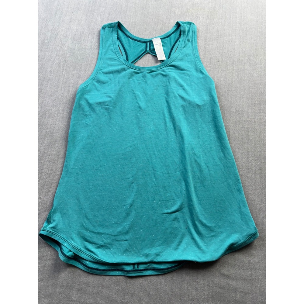 Ivivva by Lululemon Girls Teal Green Keyhole Back Tank Top Size 12 Heathered